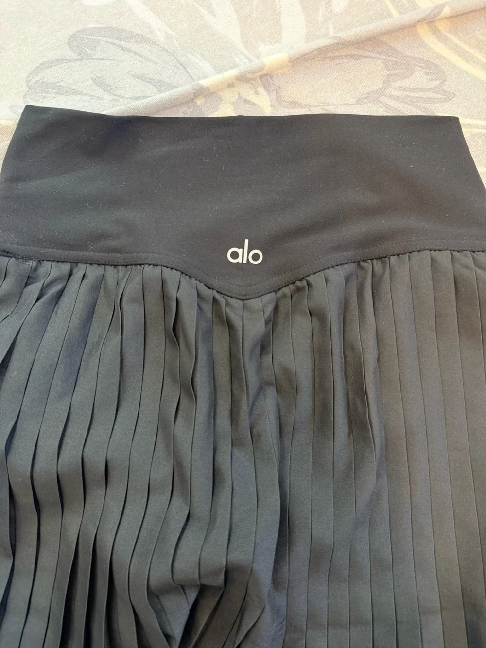 ALO Yoga Black Pleated Skater Skirt